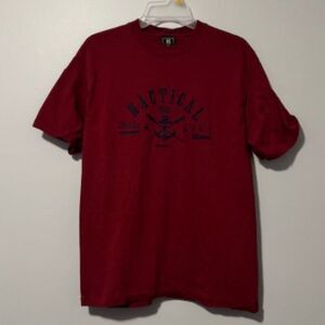 USED Men's Garth Gear Short Sleeve Shirt Nautical Color Red Size Large